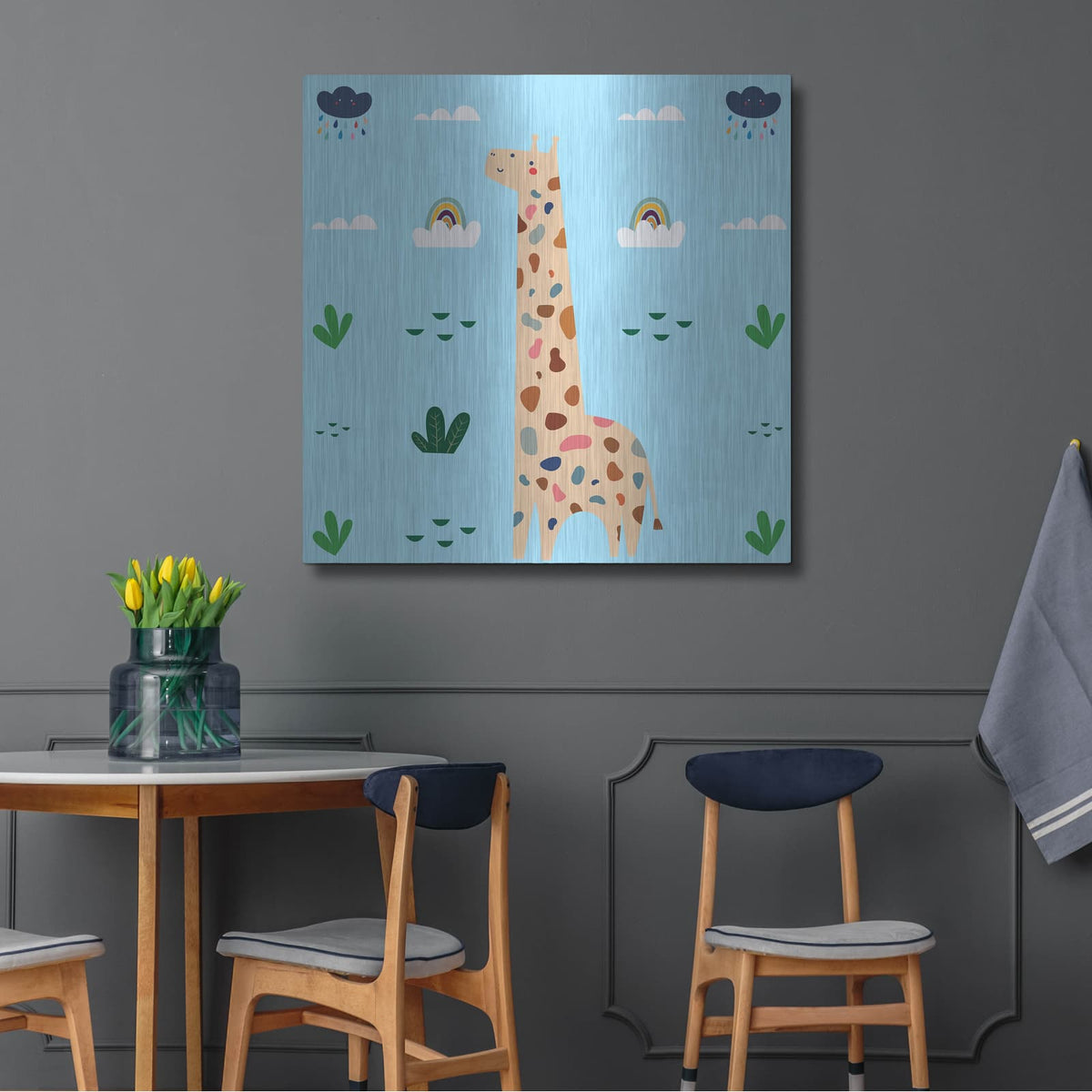 'Cute Girafe 2' by Luxe Metal Portfolio – Metal Wall Art, 36x36 room view