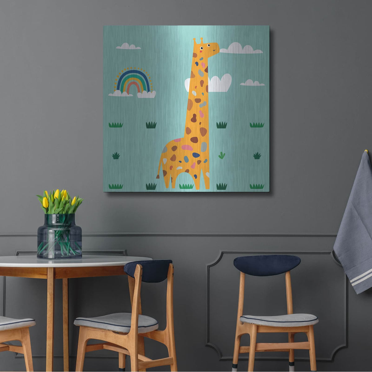 'Cute Girafe' by Luxe Metal Portfolio – Metal Wall Art, 36x36 room view