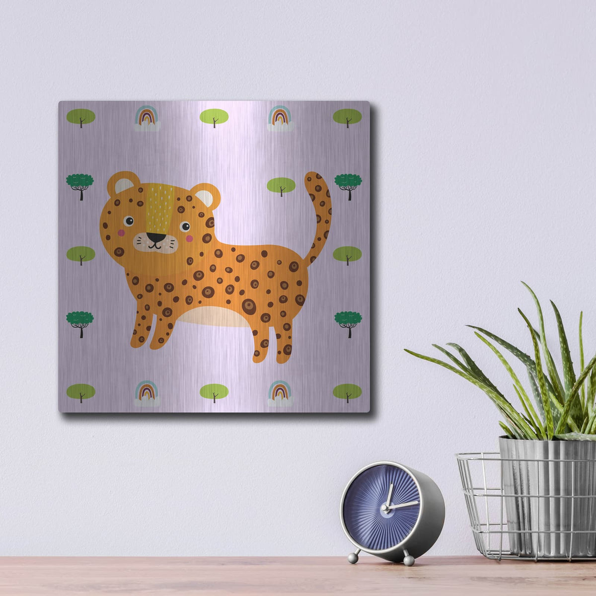 'Cute Leopard' by Luxe Metal Portfolio – Metal Wall Art, 12x12 room view