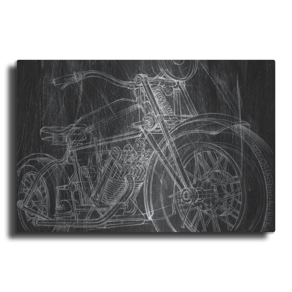 'Motorcycle Mechanical Sketch I' by Ethan Harper – Metal Wall Art
