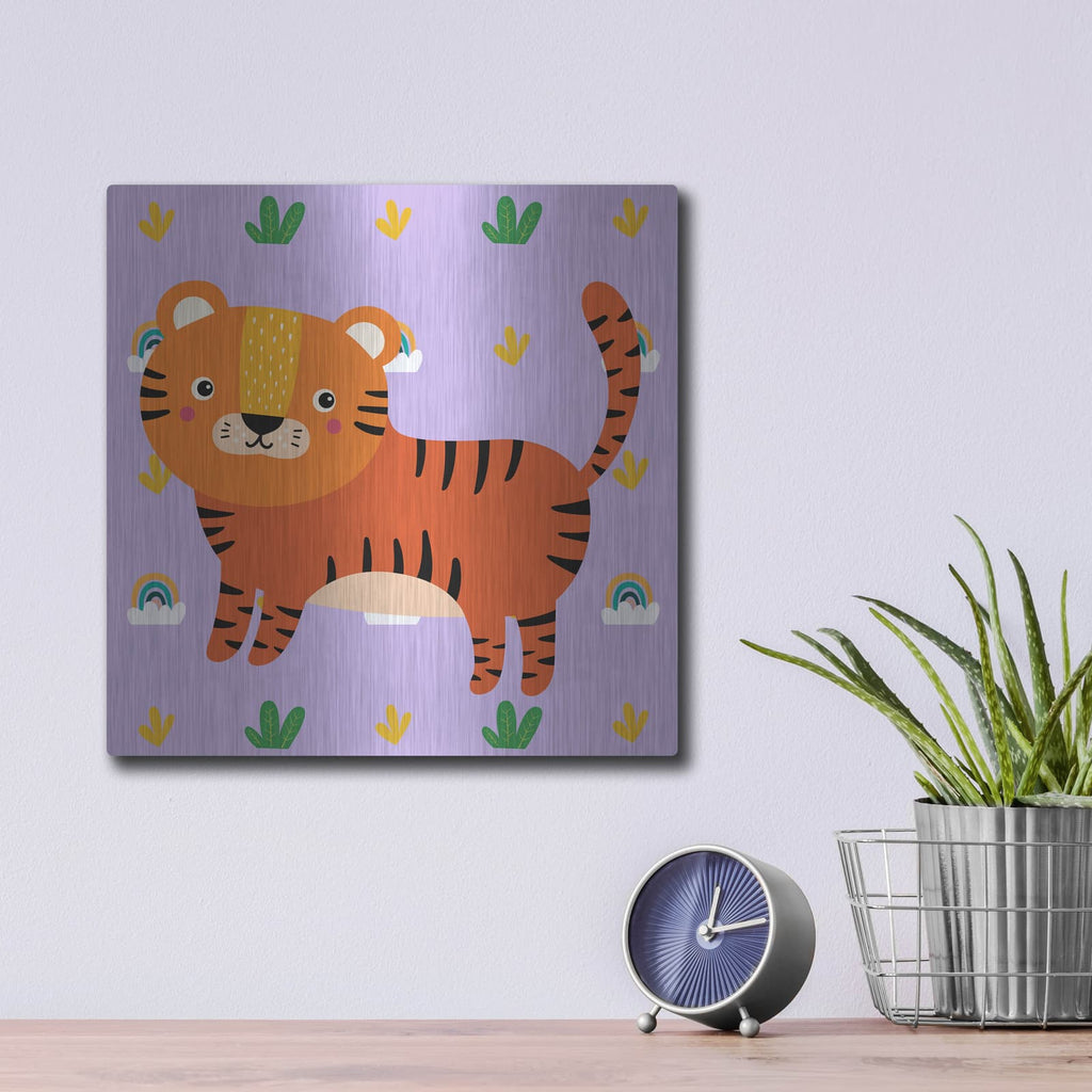 'Cute Tiger' by Luxe Metal Portfolio – Metal Wall Art, 12x12 room view