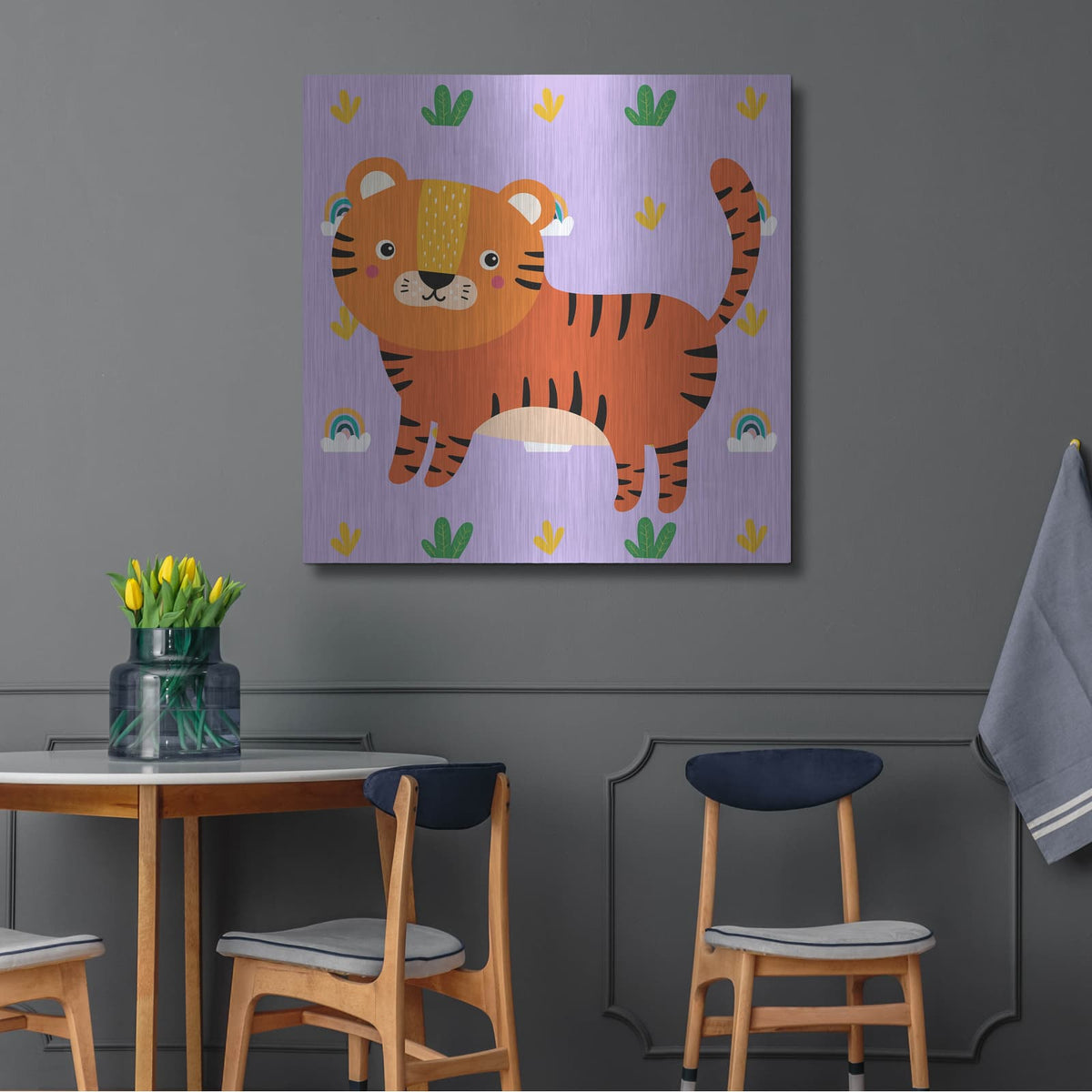 'Cute Tiger' by Luxe Metal Portfolio – Metal Wall Art, 36x36 room view