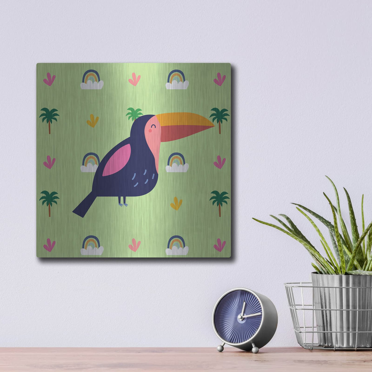 'Cute Tucan' by Luxe Metal Portfolio – Metal Wall Art, 12x12 room view