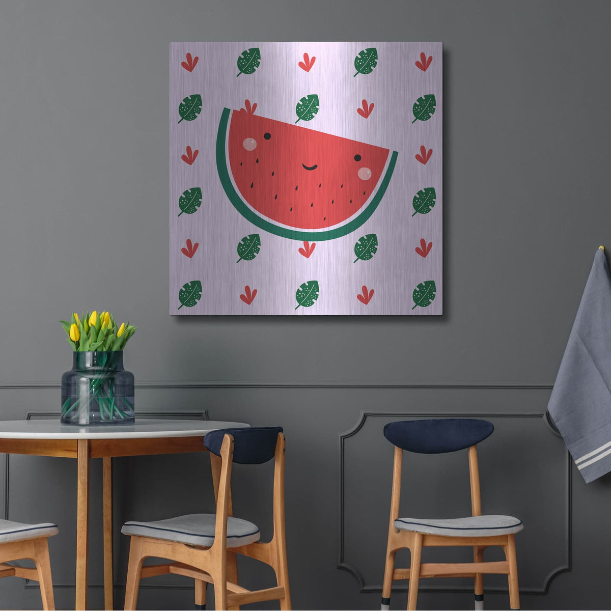 'Cute Watermelon' by Luxe Metal Portfolio – Metal Wall Art, 36x36 room view