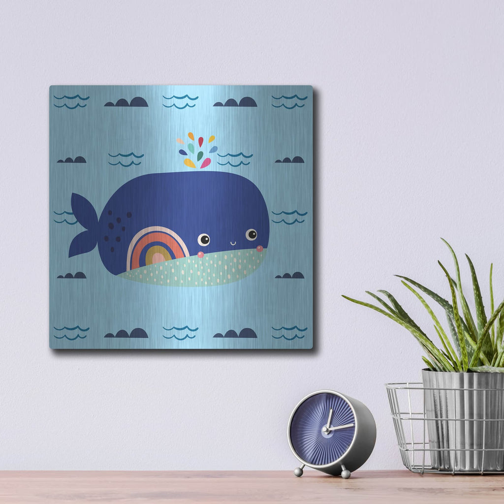 'Cute Whale' by Luxe Metal Portfolio – Metal Wall Art, 12x12 room view