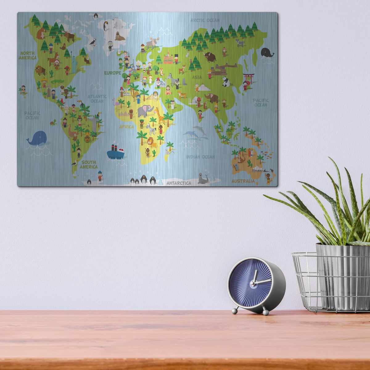 'Kids Map' by Luxe Metal Portfolio – Metal Wall Art, 16x12 room view