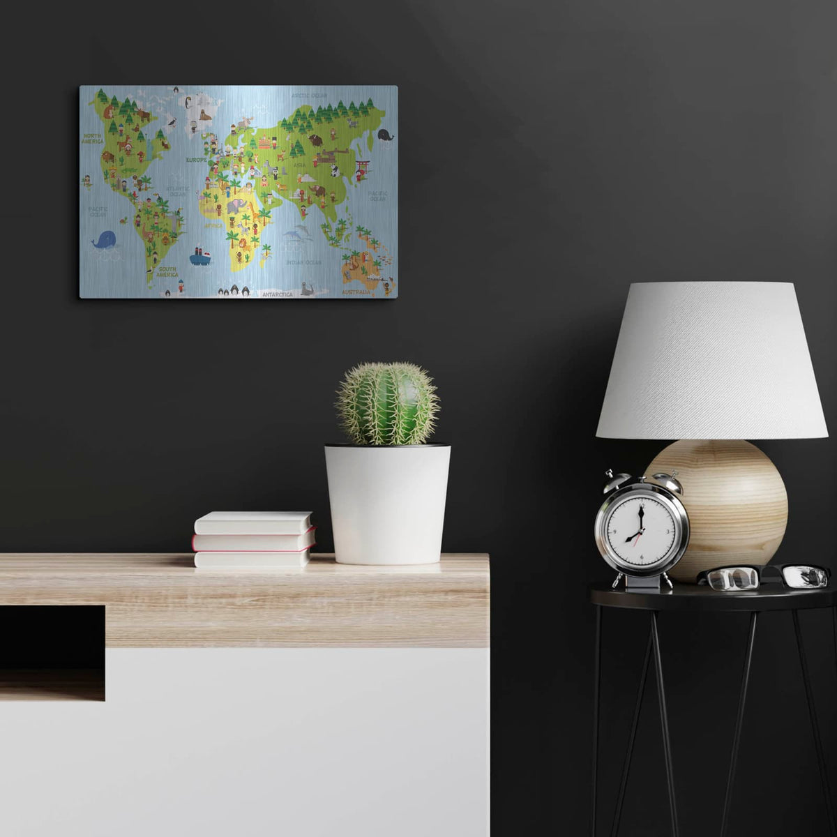 'Kids Map' by Luxe Metal Portfolio – Metal Wall Art, 24x16 room view