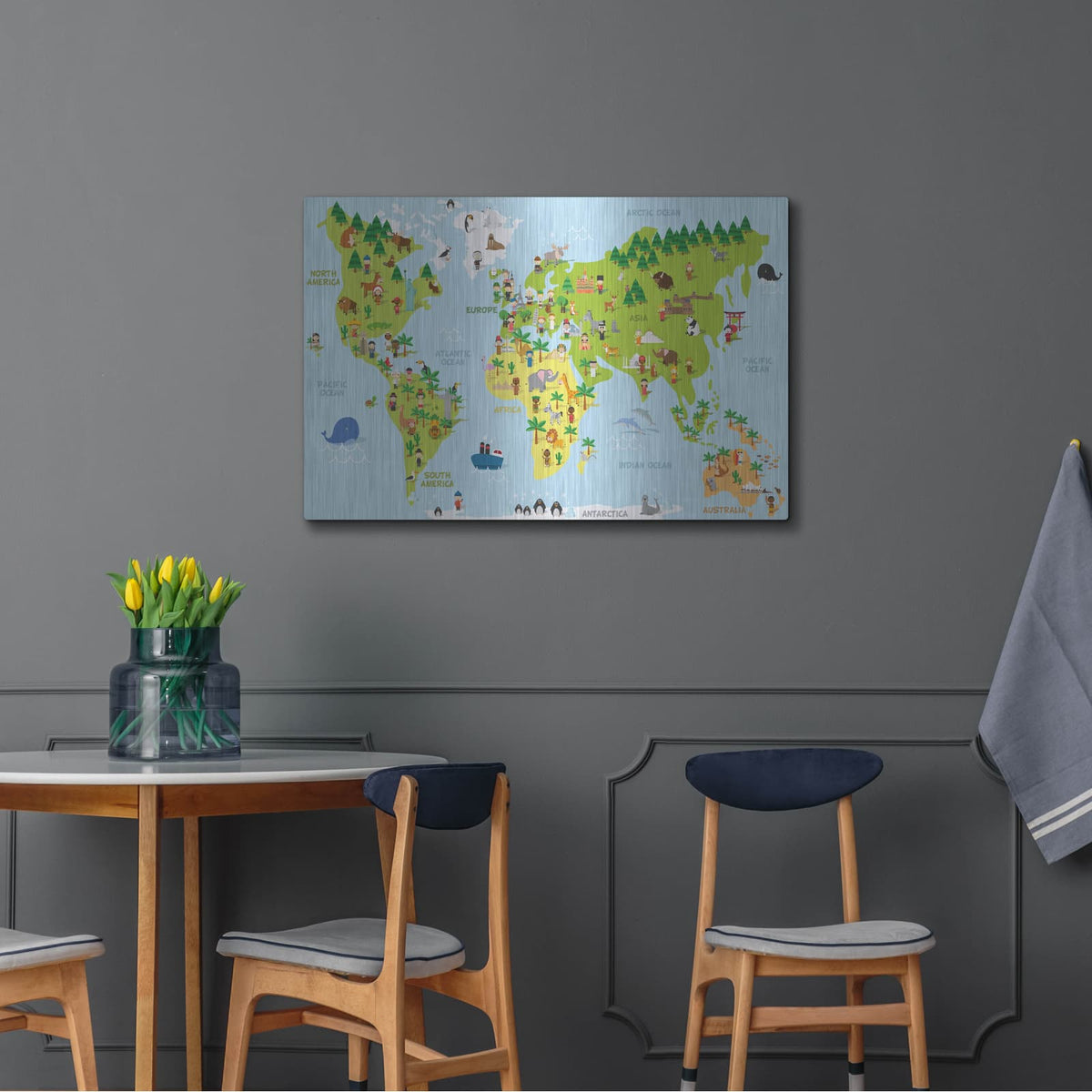'Kids Map' by Luxe Metal Portfolio – Metal Wall Art, 36x24 room view