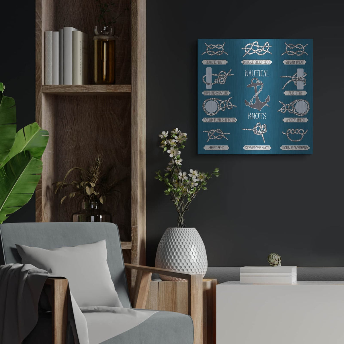 'Nautical Knots' by Luxe Metal Portfolio – Metal Wall Art, 24x24 room view