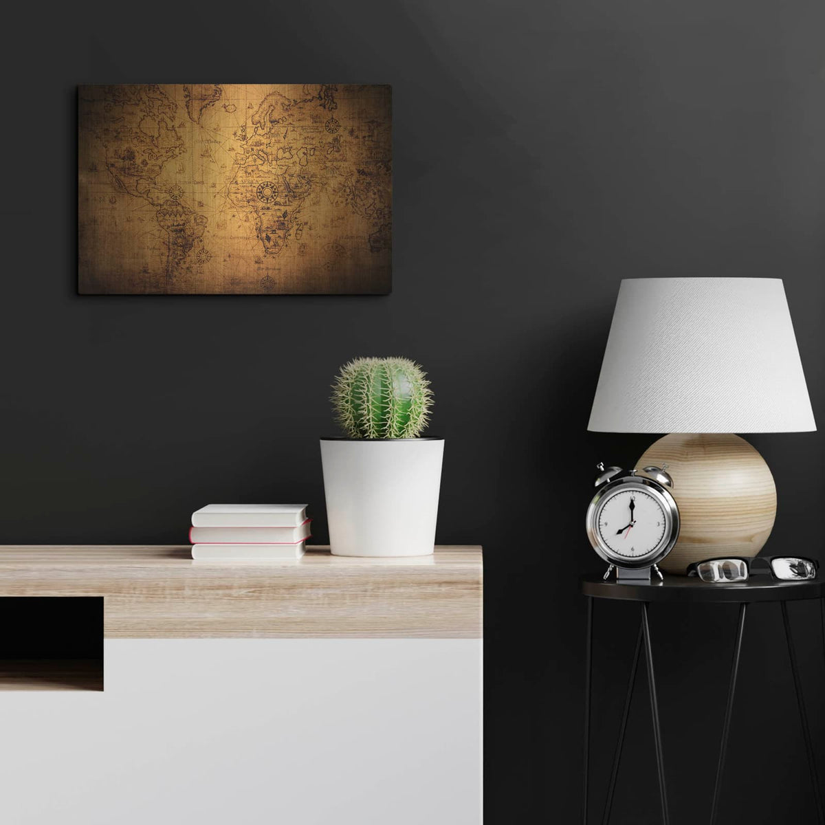 'Vintage Map' by Luxe Metal Portfolio – Metal Wall Art, 24x16 room view
