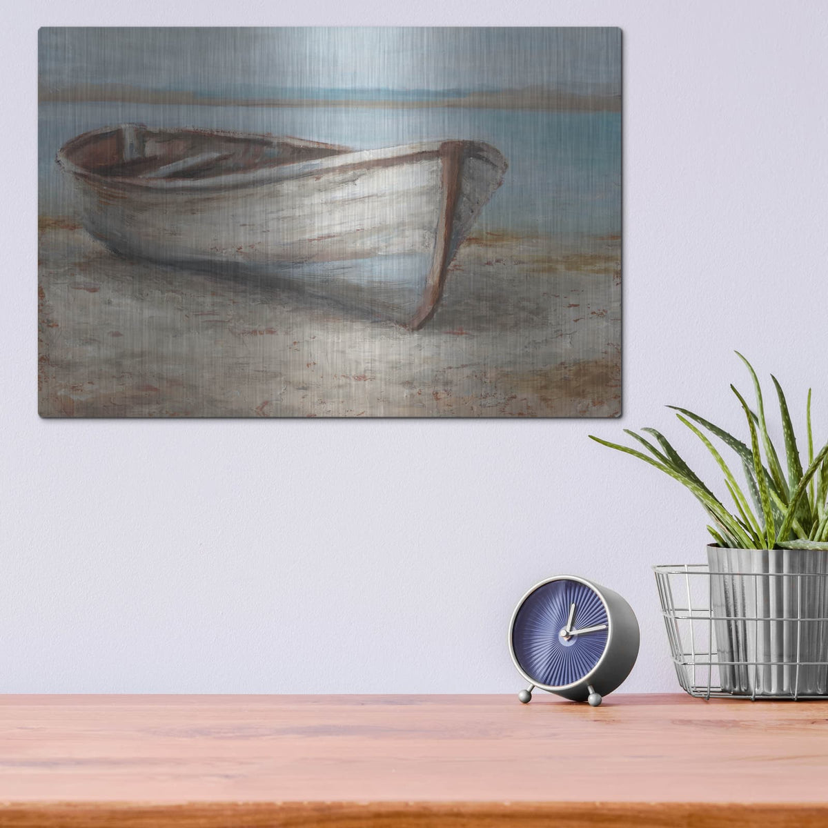 'Whitewashed Boat I' by Ethan Harper – Metal Wall Art, 16x12 room view