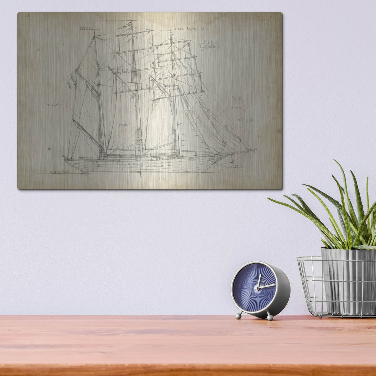 'Sailboat Blueprint I' by Ethan Harper – Metal Wall Art, 16x12 room view