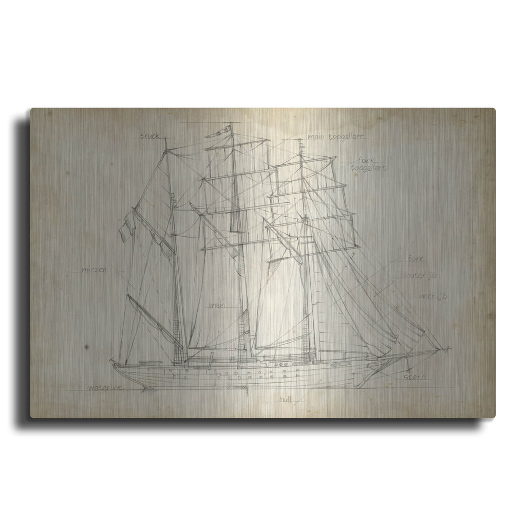 'Sailboat Blueprint I' by Ethan Harper – Metal Wall Art