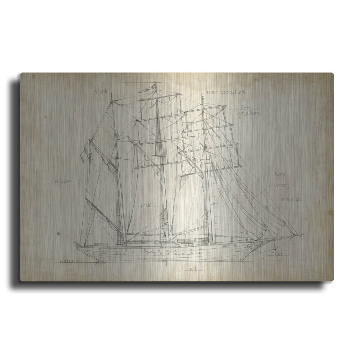'Sailboat Blueprint I' by Ethan Harper – Metal Wall Art