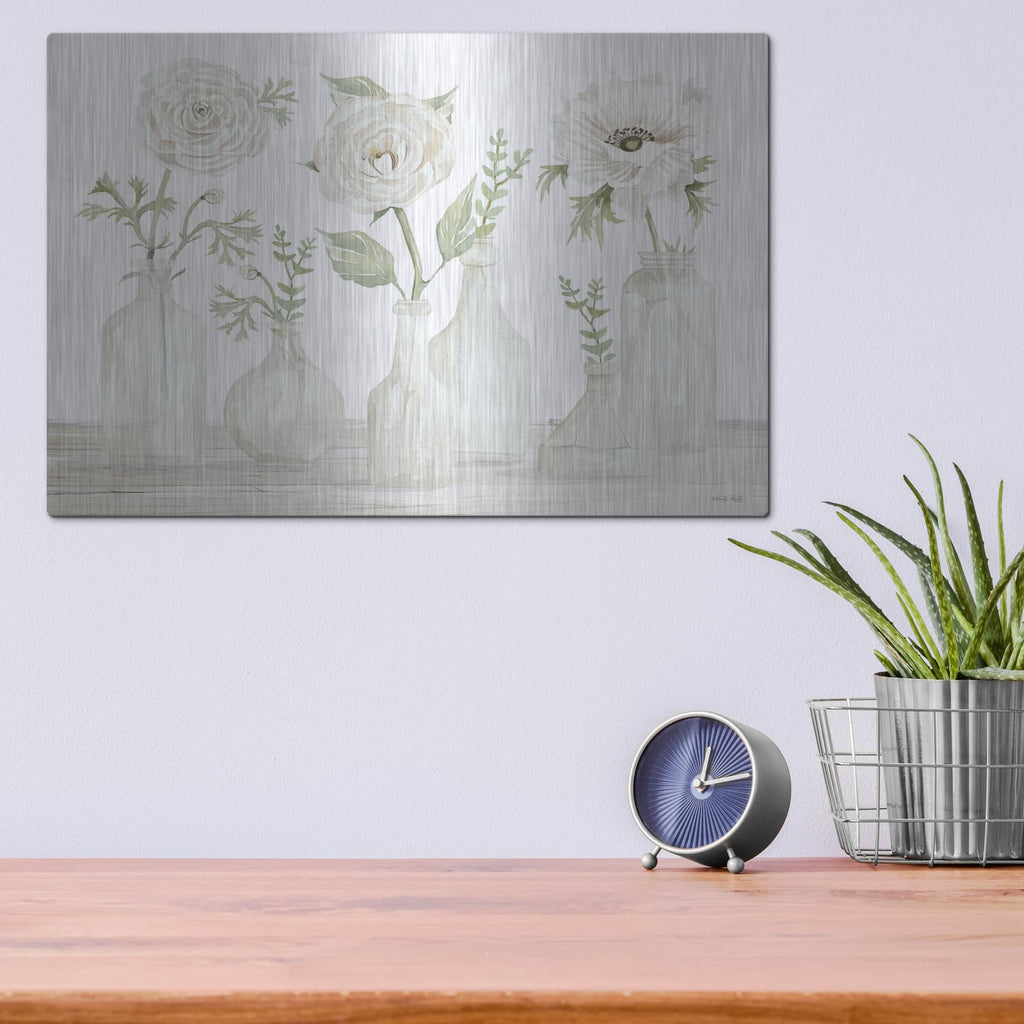 'Bottles and Flowers II' by Cindy Jacobs – Metal Wall Art, 16x12 room view