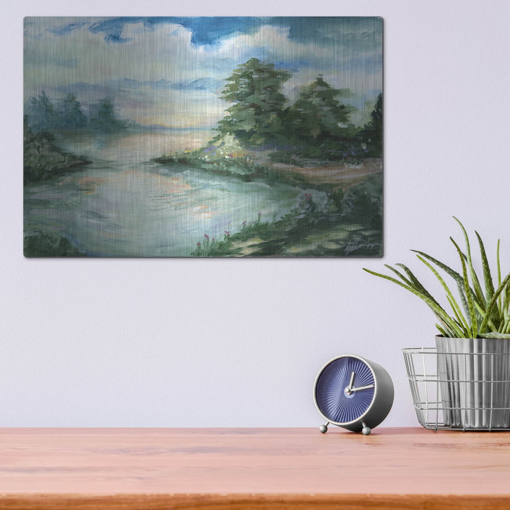 'Cerulean Sunrise' by Ethan Harper – Metal Wall Art, 16x12 room view