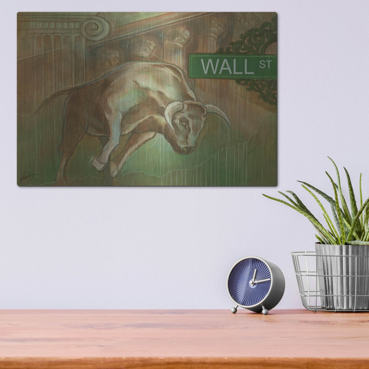 'Bull Market' by Ethan Harper – Metal Wall Art, 16x12 room view