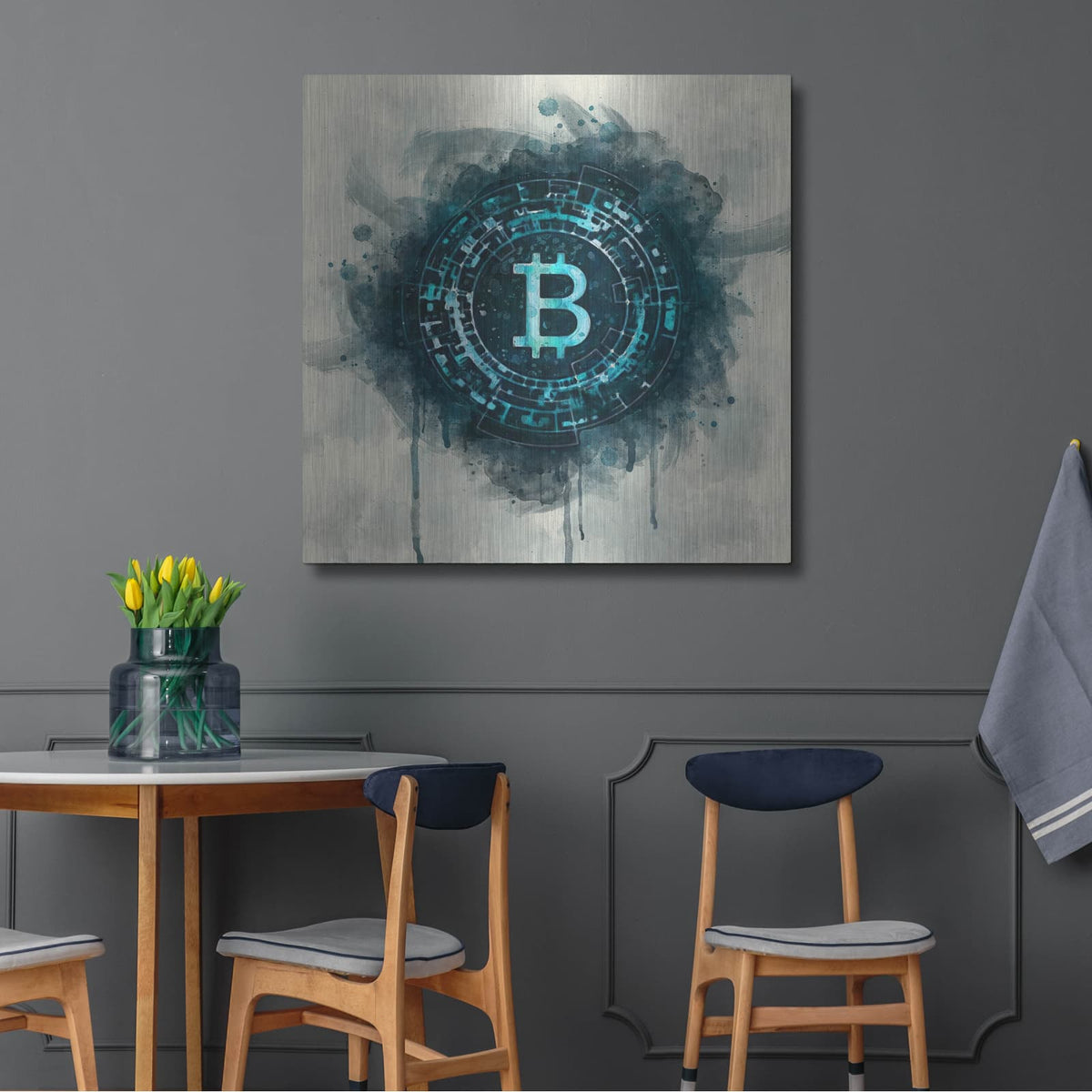 'Bitcoin Era' by Surma and Guillen – Metal Wall Art, 36x36 room view