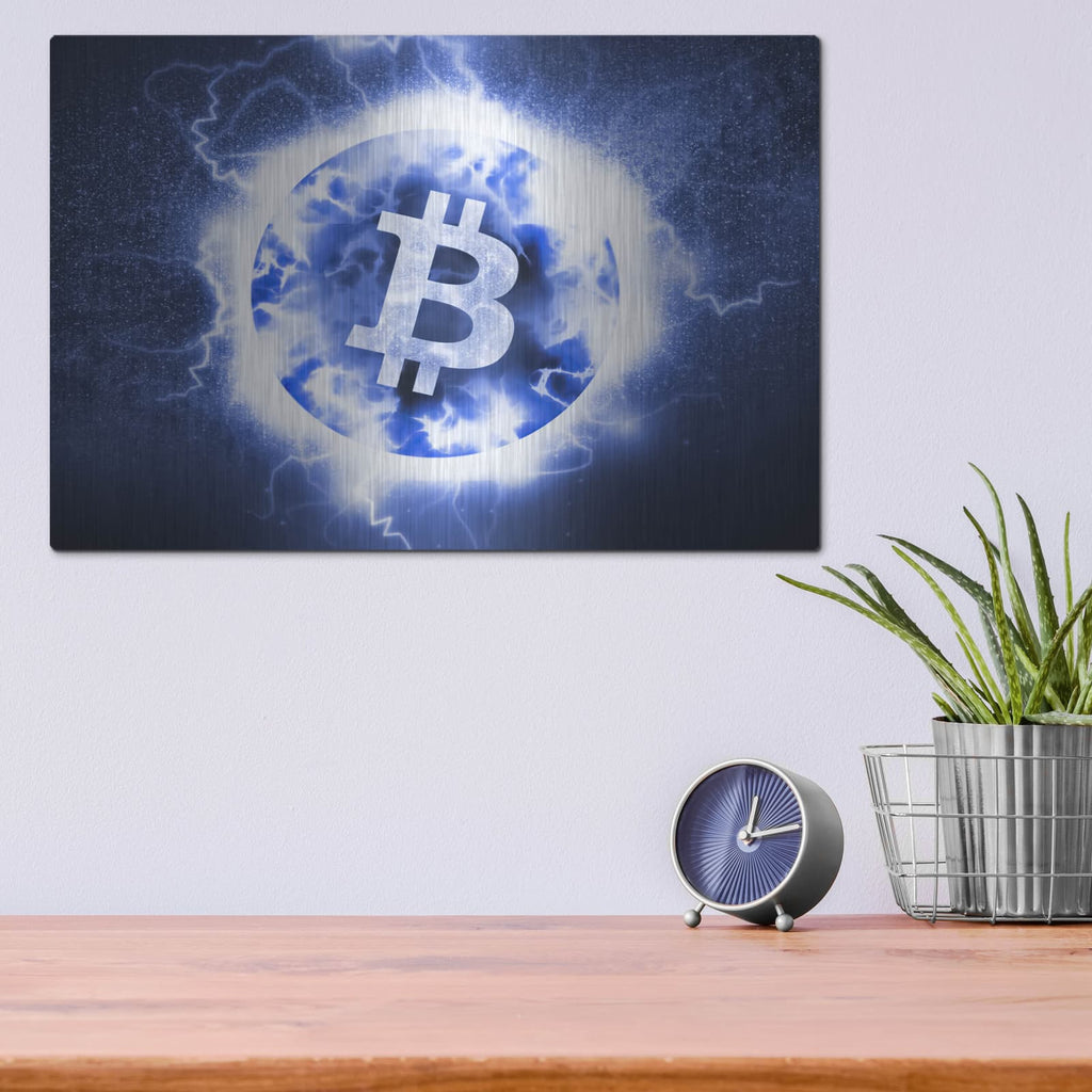 'Crypto Eclipse Bitcoin Btc' by Valentyn Artemenko – Metal Wall Art, 16x12 room view