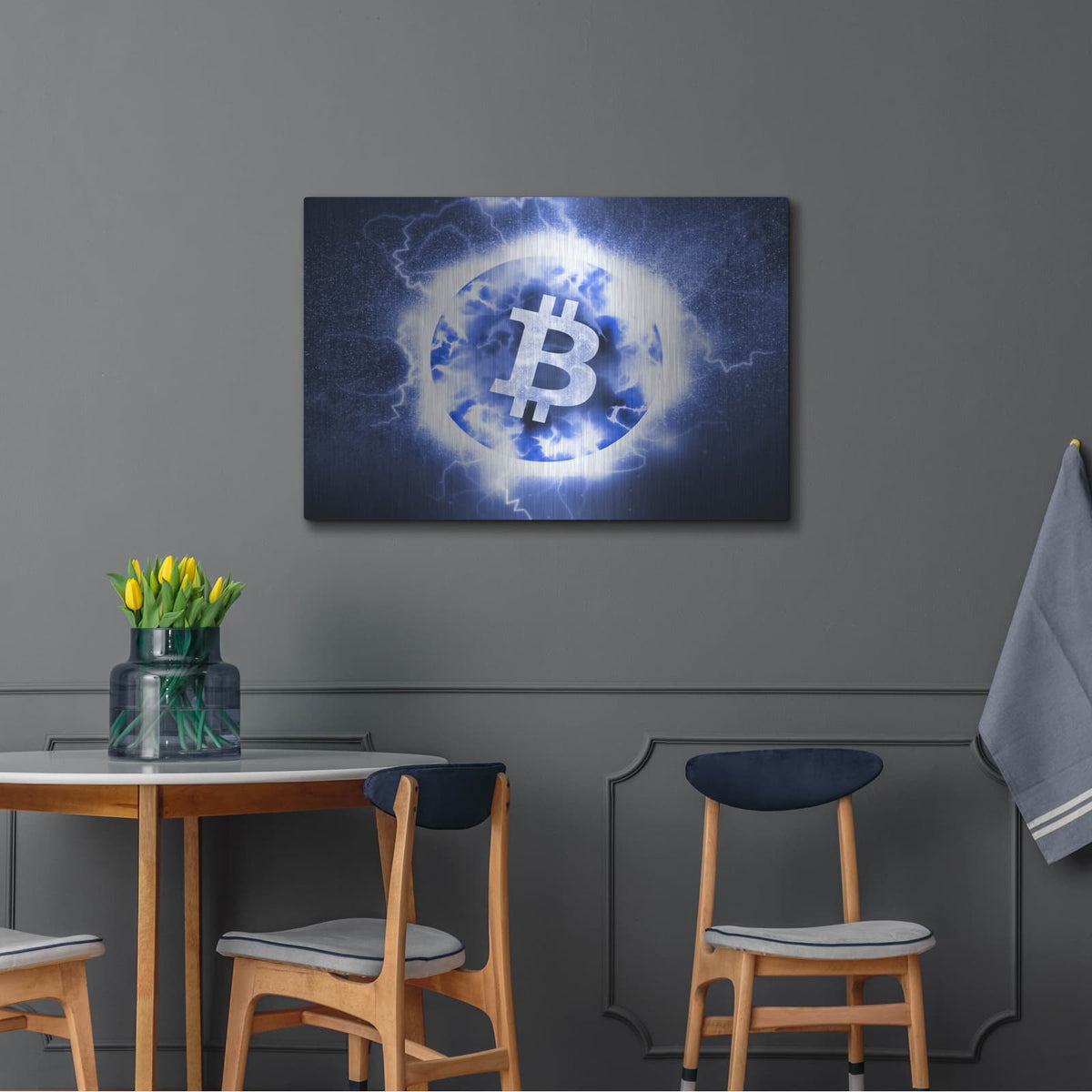 'Crypto Eclipse Bitcoin Btc' by Valentyn Artemenko – Metal Wall Art, 36x24 room view