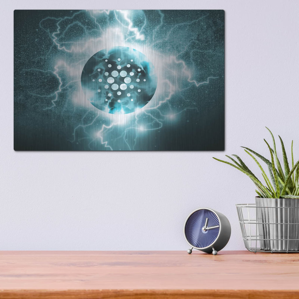'Crypto Eclipse Cardano Ada' by Valentyn Artemenko – Metal Wall Art, 16x12 room view
