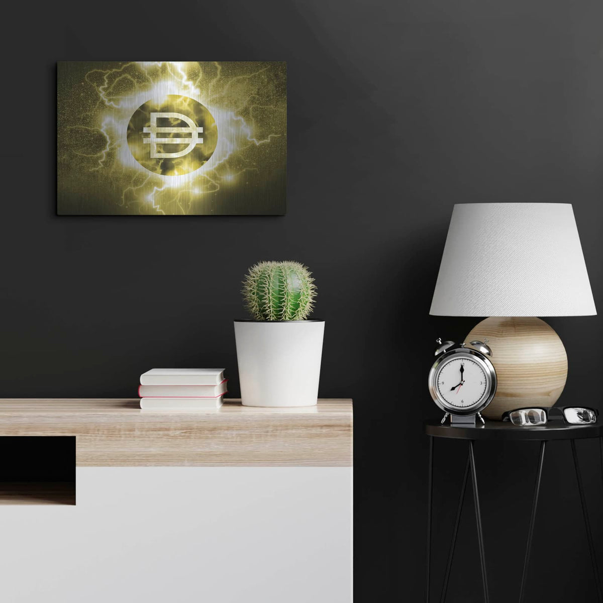 'Crypto Eclipse Dai' by Valentyn Artemenko – Metal Wall Art, 24x16 room view