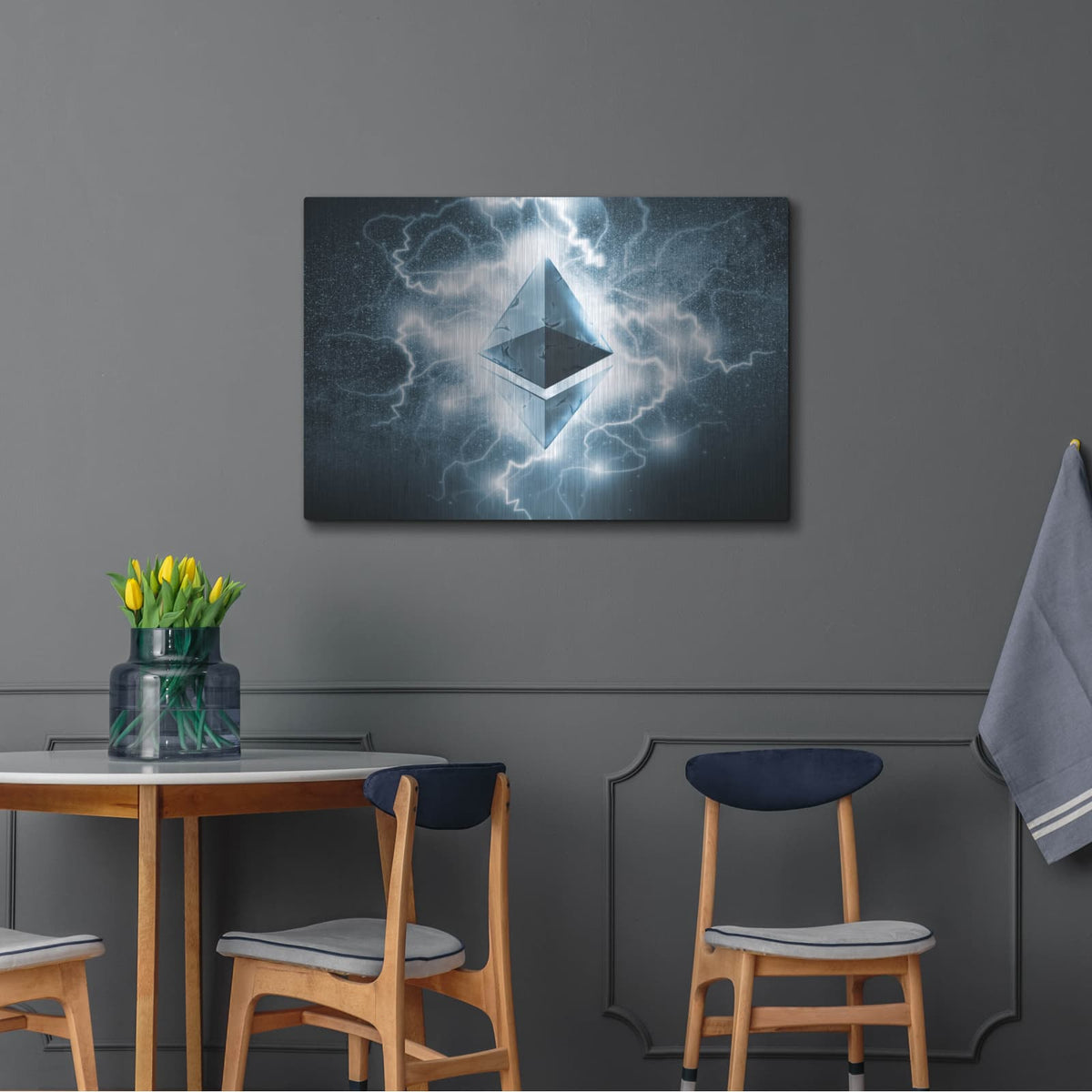 'Crypto Eclipse Ethereum Eth' by Valentyn Artemenko – Metal Wall Art, 36x24 room view