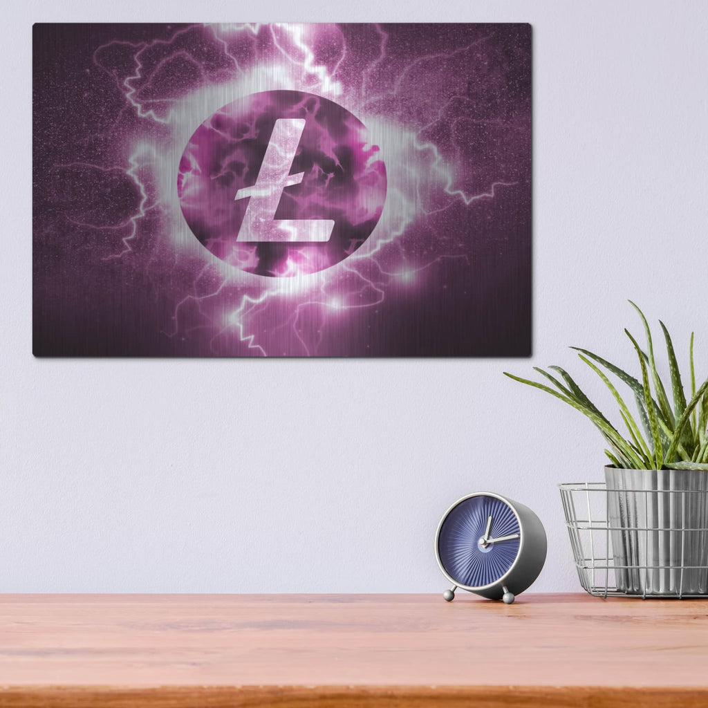 'Crypto Eclipse Litecoin Ltc' by Valentyn Artemenko – Metal Wall Art, 16x12 room view