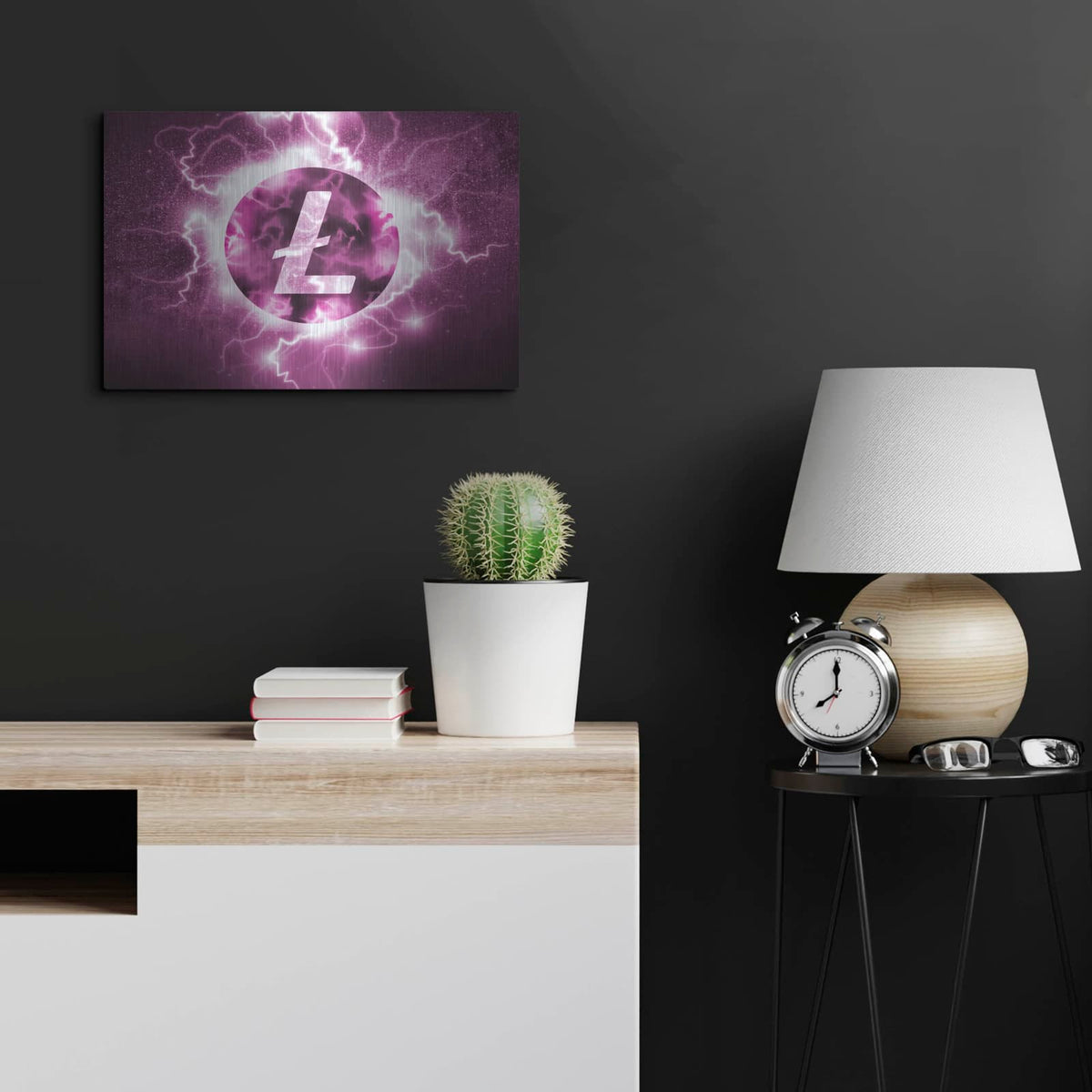 'Crypto Eclipse Litecoin Ltc' by Valentyn Artemenko – Metal Wall Art, 24x16 room view
