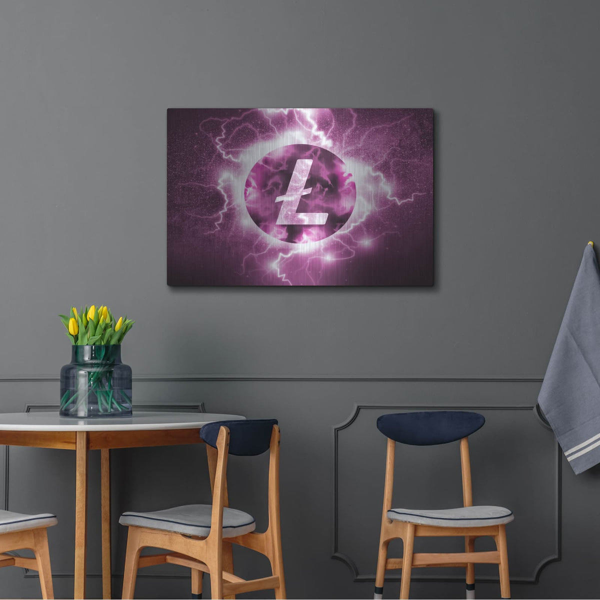 'Crypto Eclipse Litecoin Ltc' by Valentyn Artemenko – Metal Wall Art, 36x24 room view