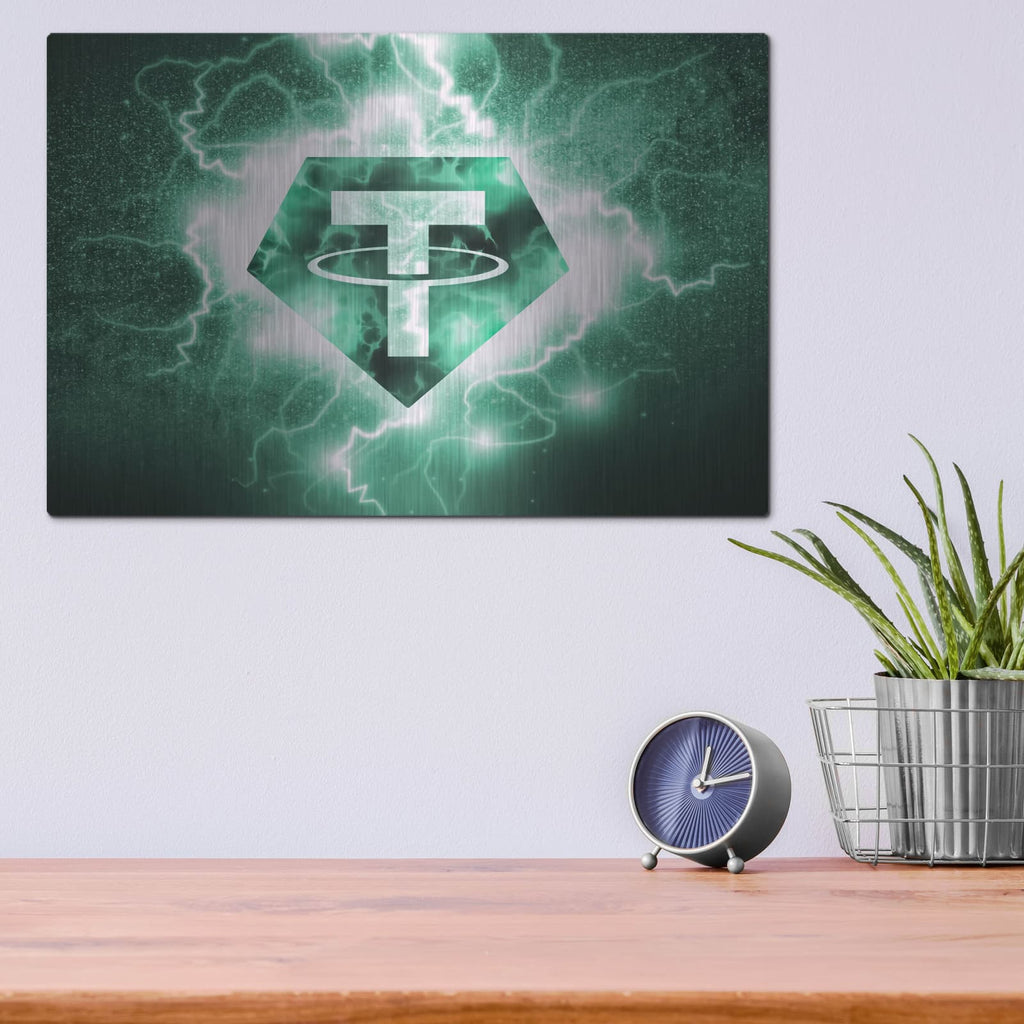 'Crypto Eclipse Tether Usdt' by Valentyn Artemenko – Metal Wall Art, 16x12 room view