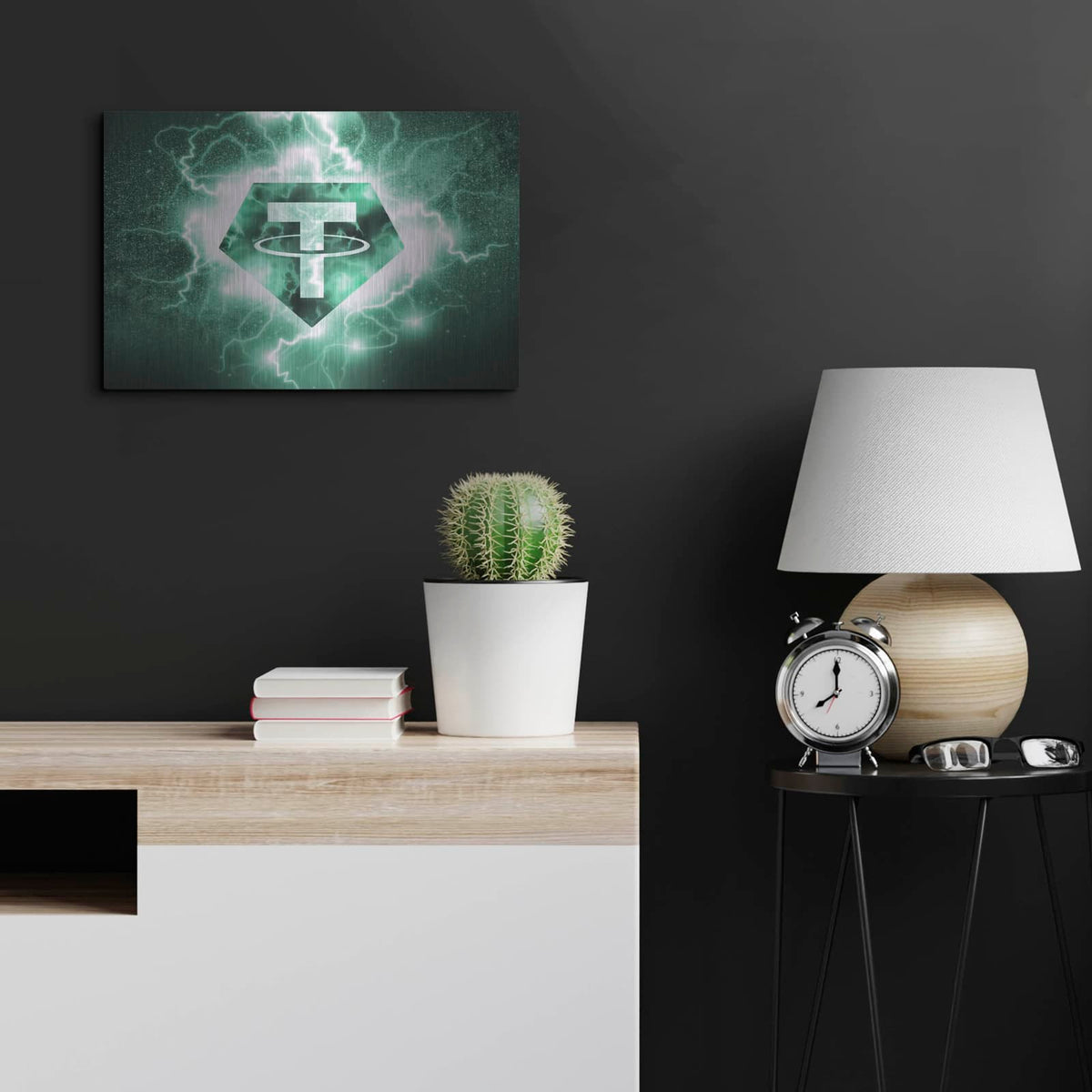 'Crypto Eclipse Tether Usdt' by Valentyn Artemenko – Metal Wall Art, 24x16 room view