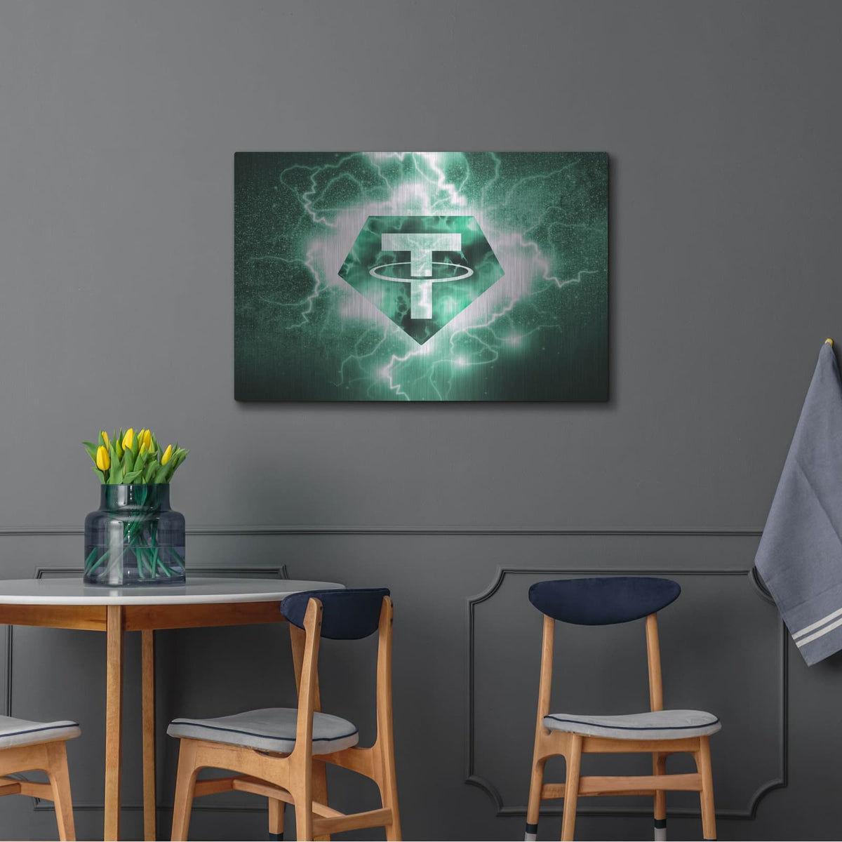 'Crypto Eclipse Tether Usdt' by Valentyn Artemenko – Metal Wall Art, 36x24 room view