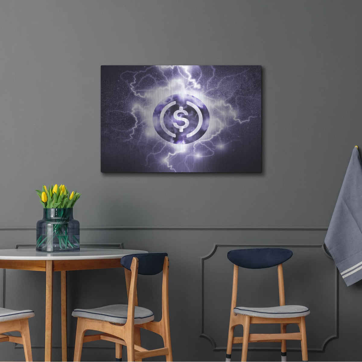 'Crypto Eclipse Usdc' by Valentyn Artemenko – Metal Wall Art, 36x24 room view