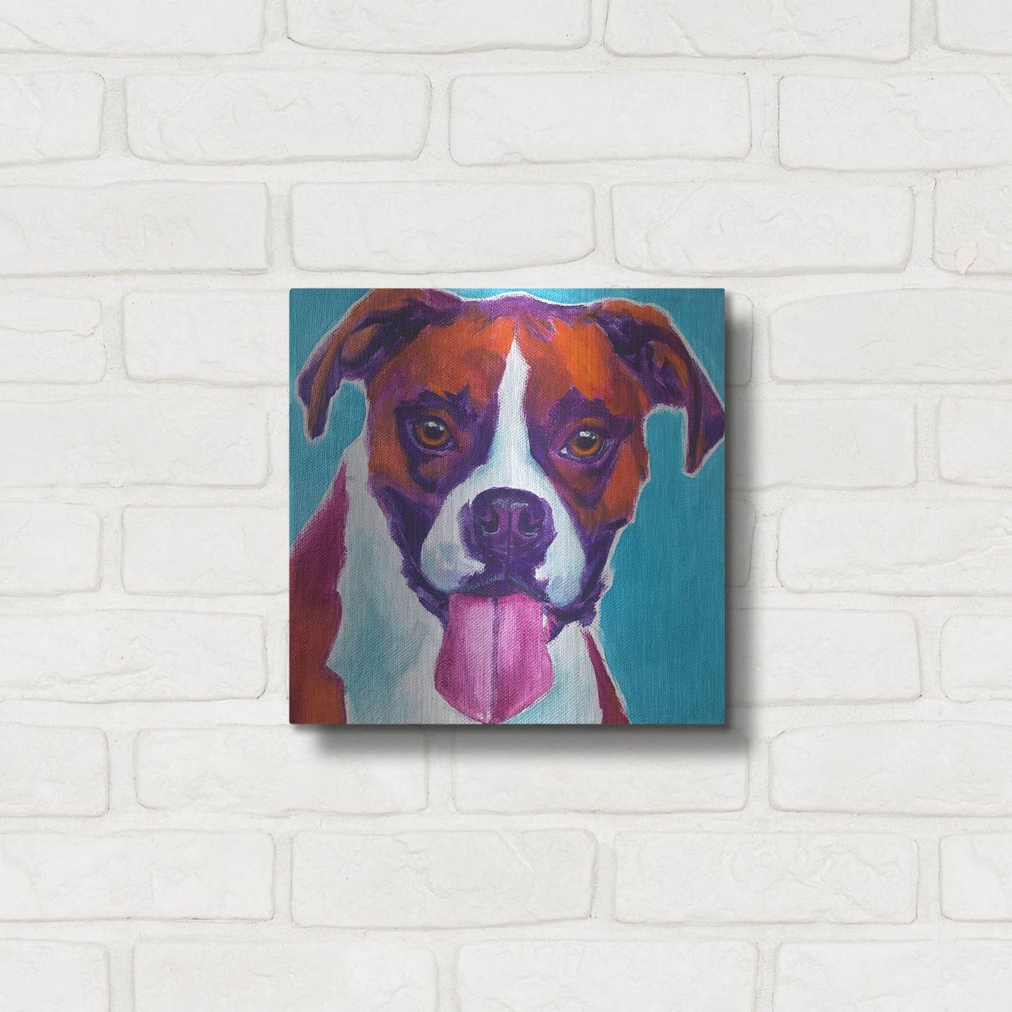 Luxe Metal Art 'Boxer - Lucy' by Dawg Painter, Metal Wall Art,12x12