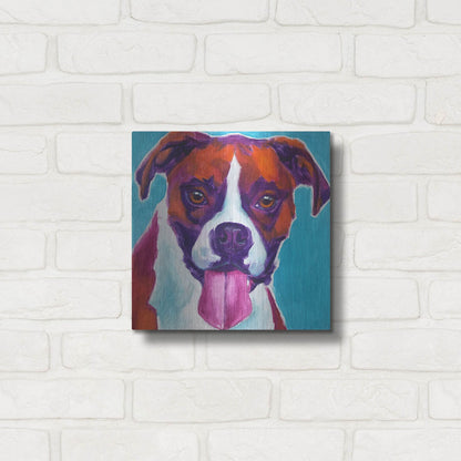 Luxe Metal Art 'Boxer - Lucy' by Dawg Painter, Metal Wall Art,12x12