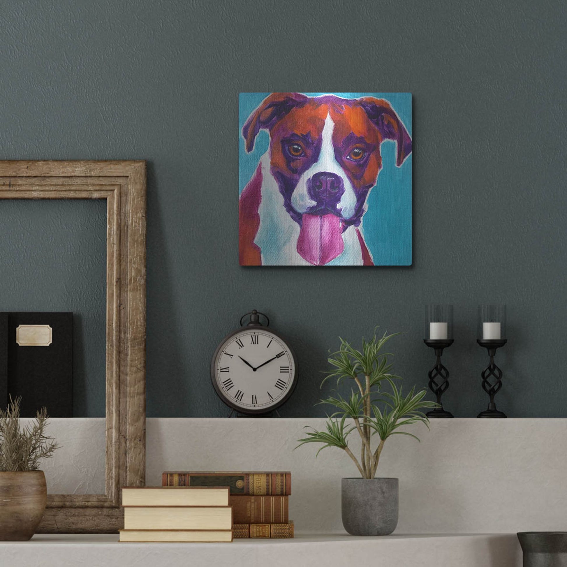 Luxe Metal Art 'Boxer - Lucy' by Dawg Painter, Metal Wall Art,12x12
