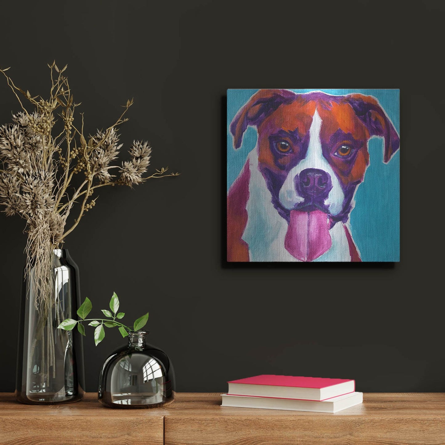 Luxe Metal Art 'Boxer - Lucy' by Dawg Painter, Metal Wall Art,12x12