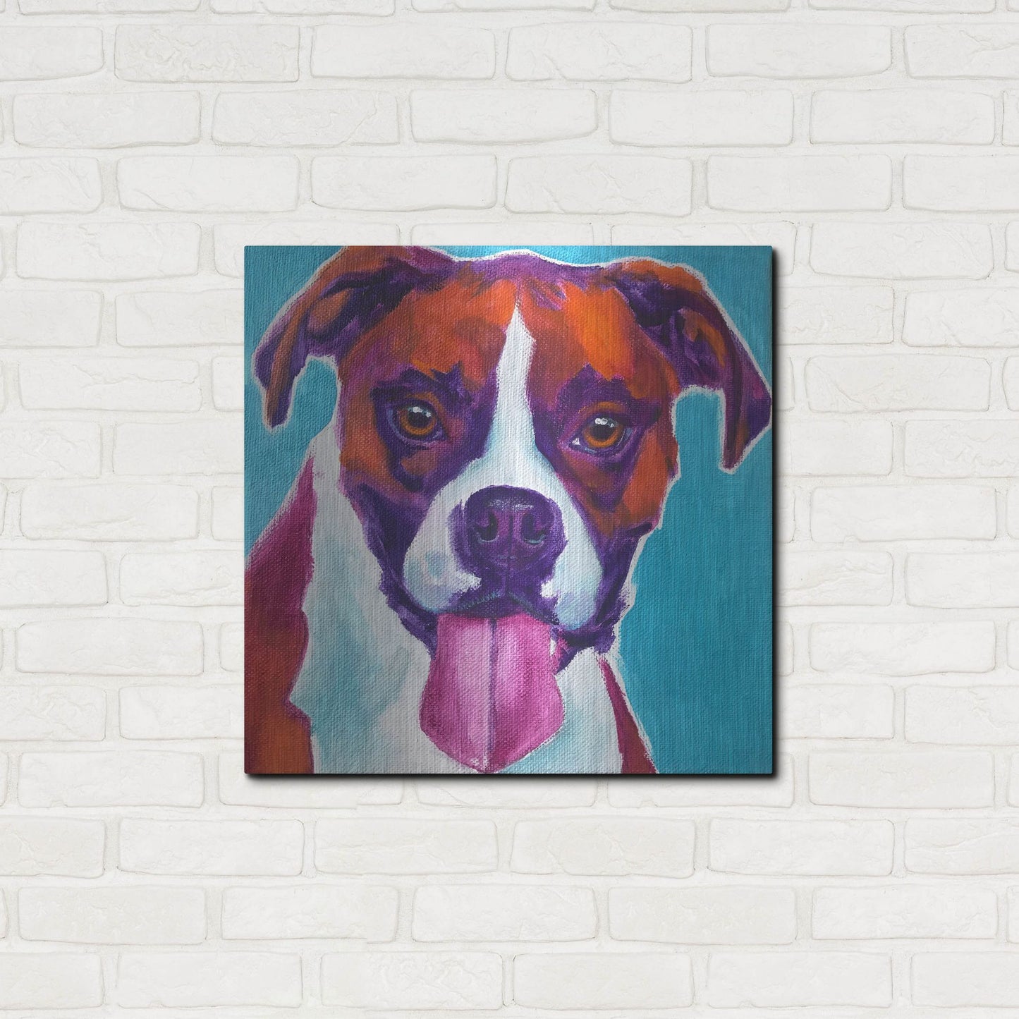 Luxe Metal Art 'Boxer - Lucy' by Dawg Painter, Metal Wall Art,24x24