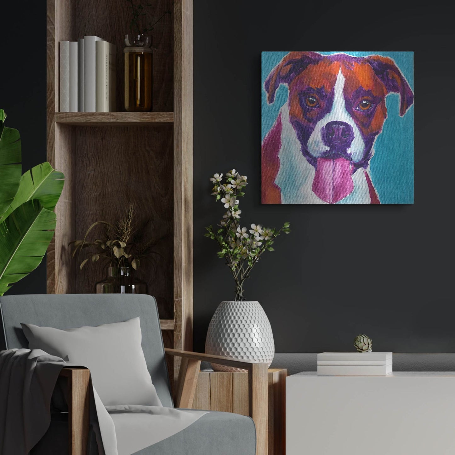 Luxe Metal Art 'Boxer - Lucy' by Dawg Painter, Metal Wall Art,24x24