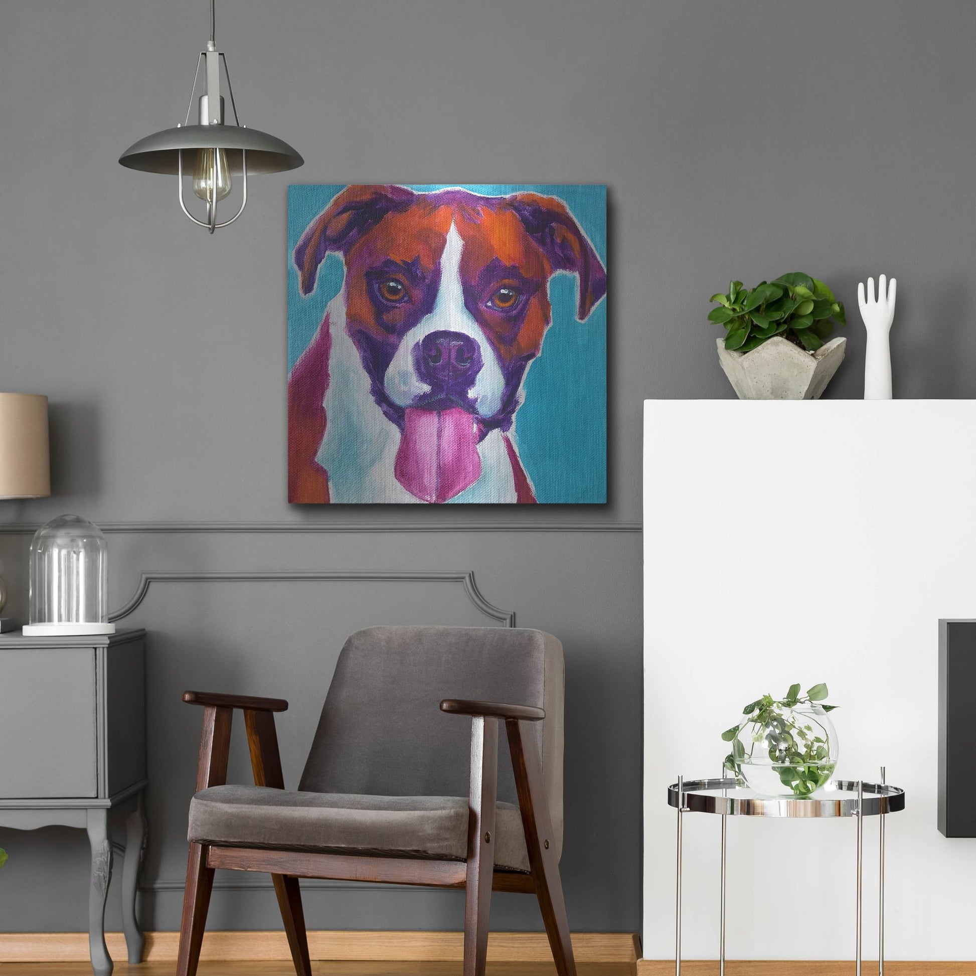 Luxe Metal Art 'Boxer - Lucy' by Dawg Painter, Metal Wall Art,24x24