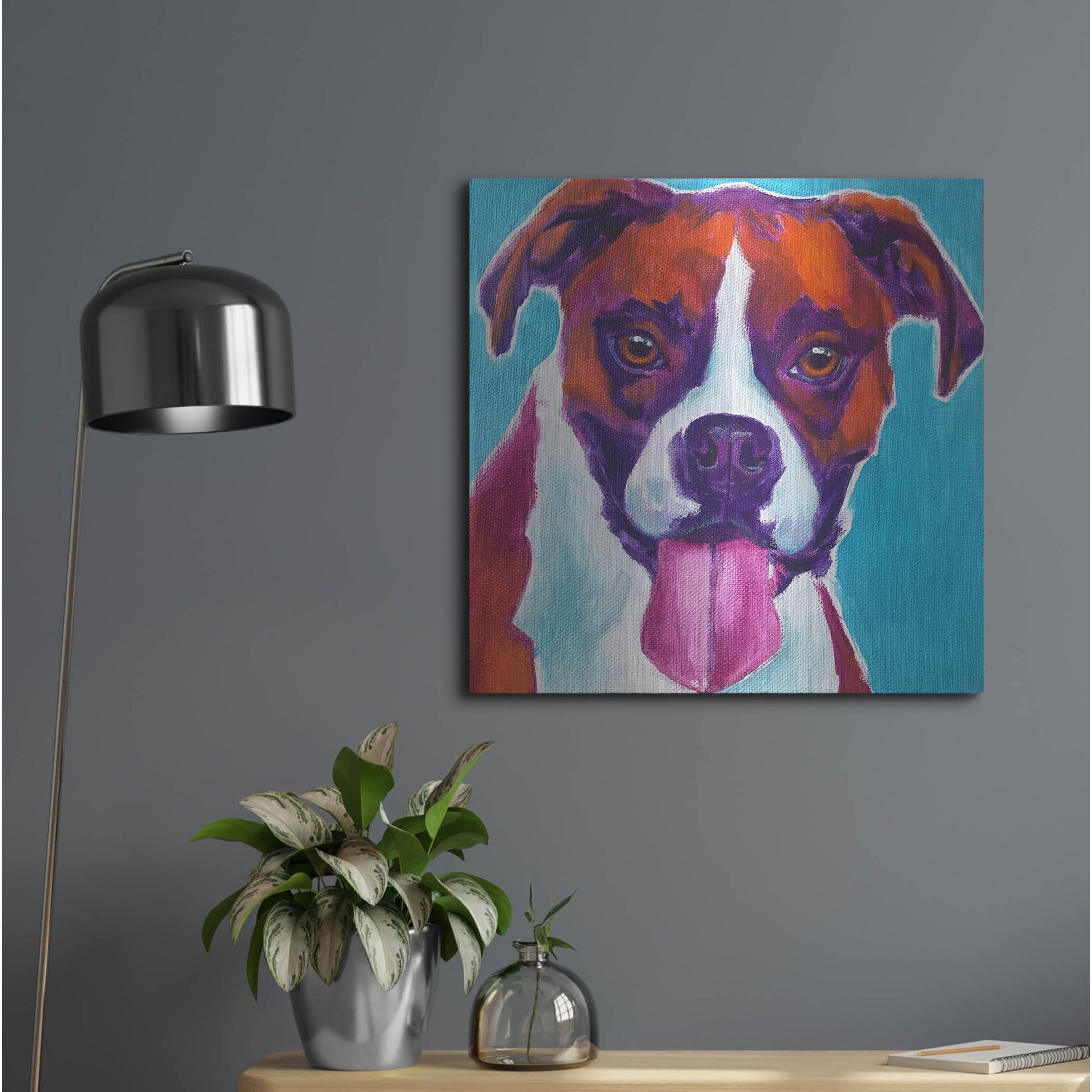 Luxe Metal Art 'Boxer - Lucy' by Dawg Painter, Metal Wall Art,24x24
