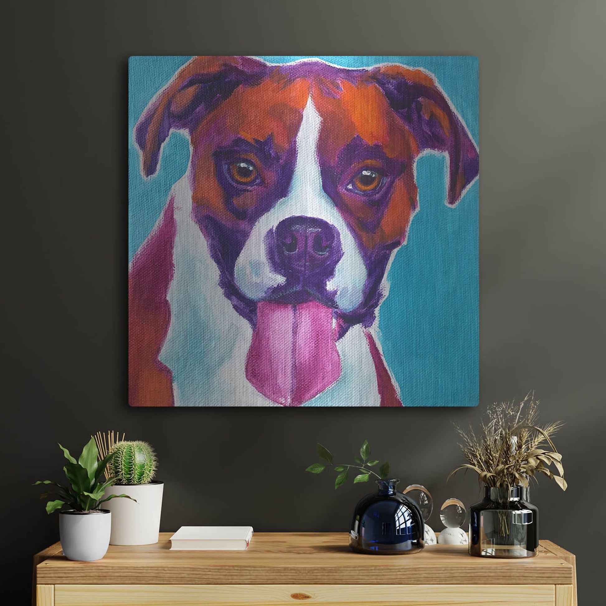 Luxe Metal Art 'Boxer - Lucy' by Dawg Painter, Metal Wall Art,24x24