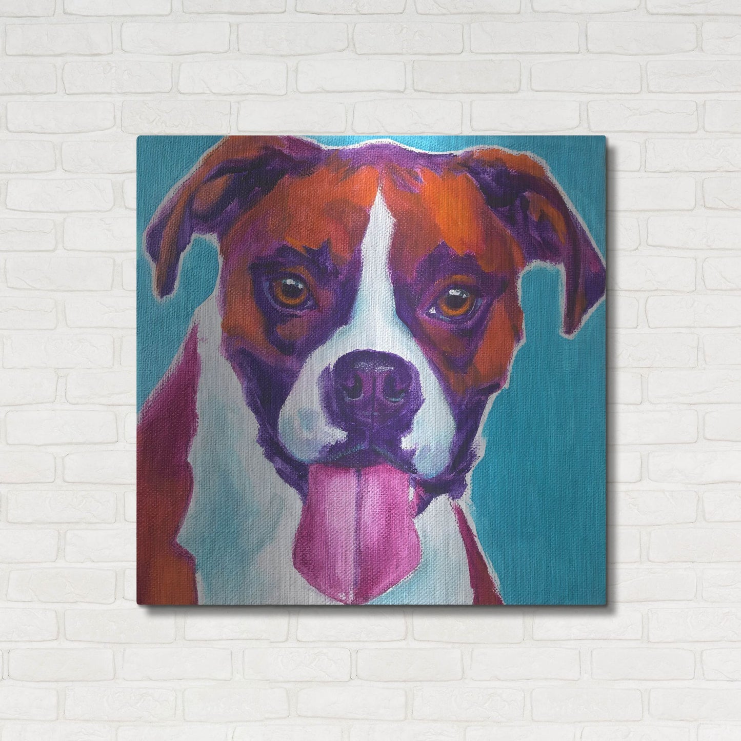 Luxe Metal Art 'Boxer - Lucy' by Dawg Painter, Metal Wall Art,36x36