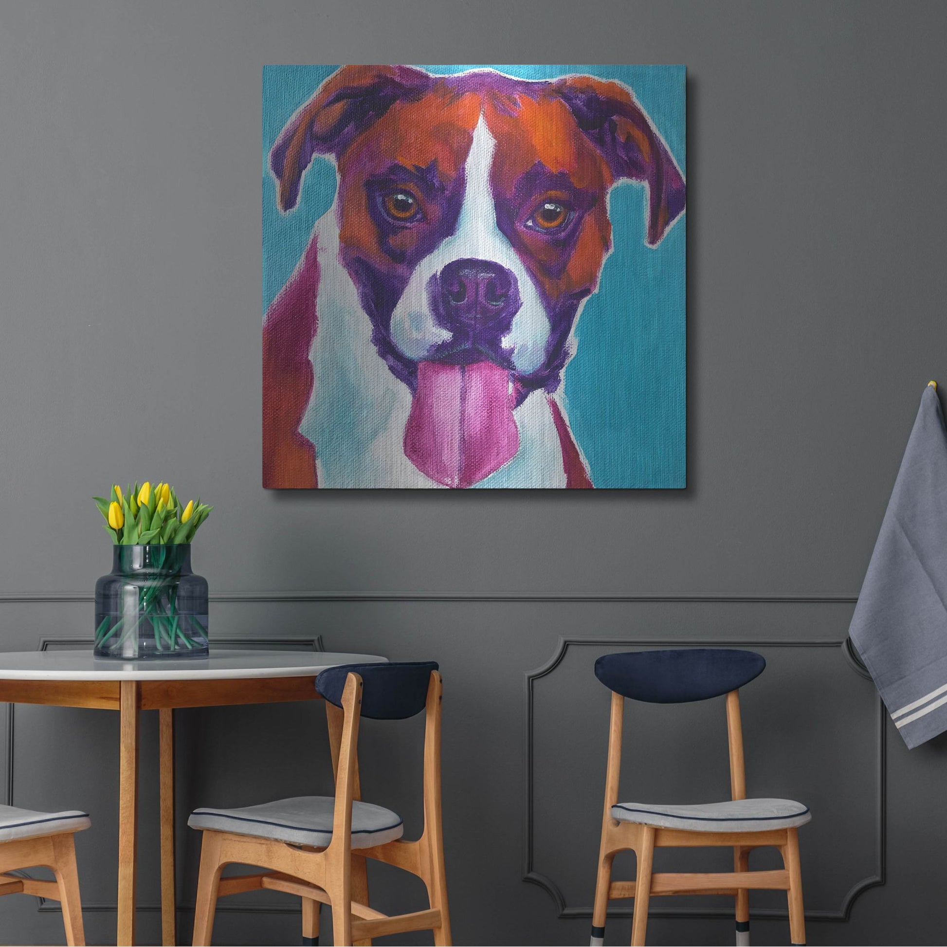 Luxe Metal Art 'Boxer - Lucy' by Dawg Painter, Metal Wall Art,36x36