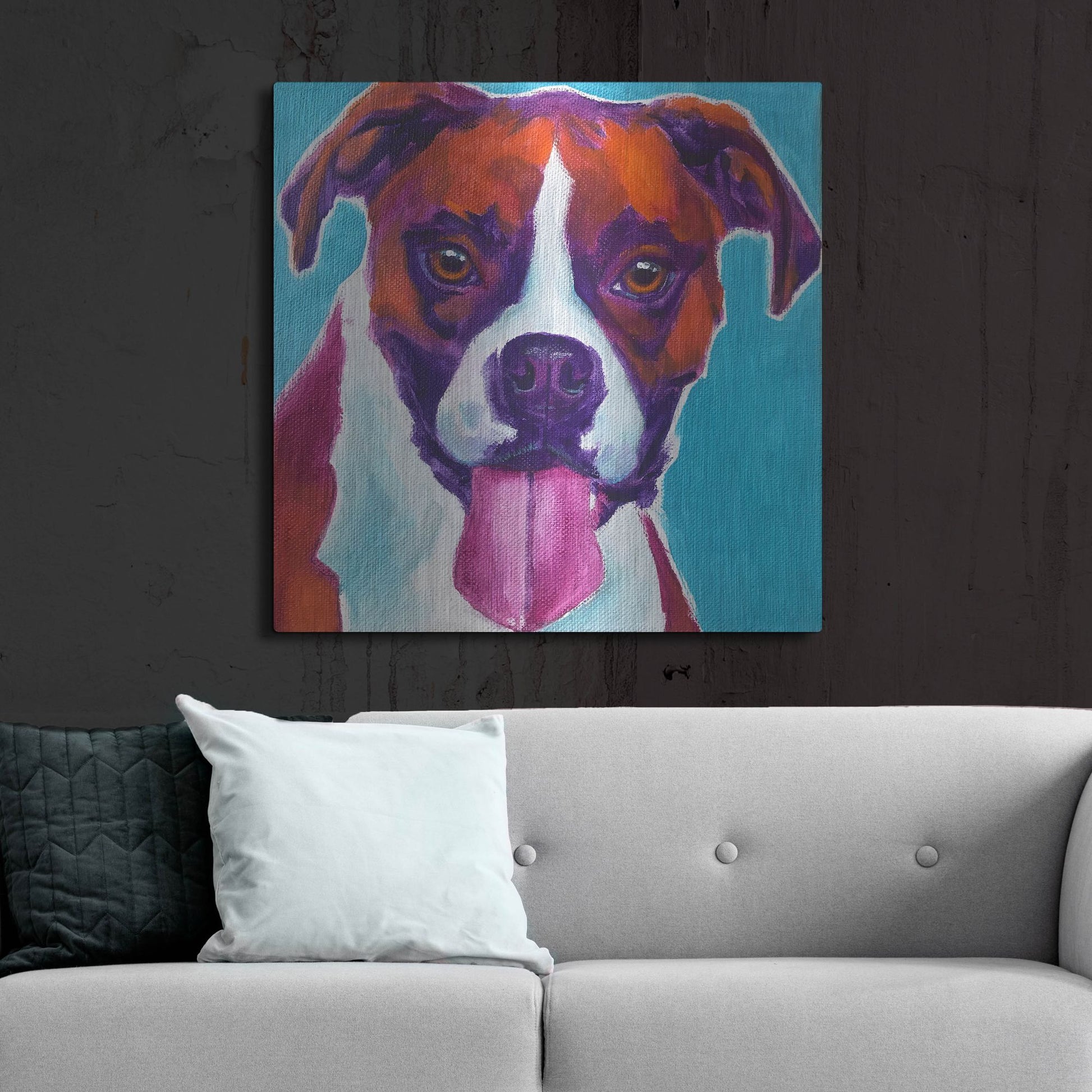 Luxe Metal Art 'Boxer - Lucy' by Dawg Painter, Metal Wall Art,36x36