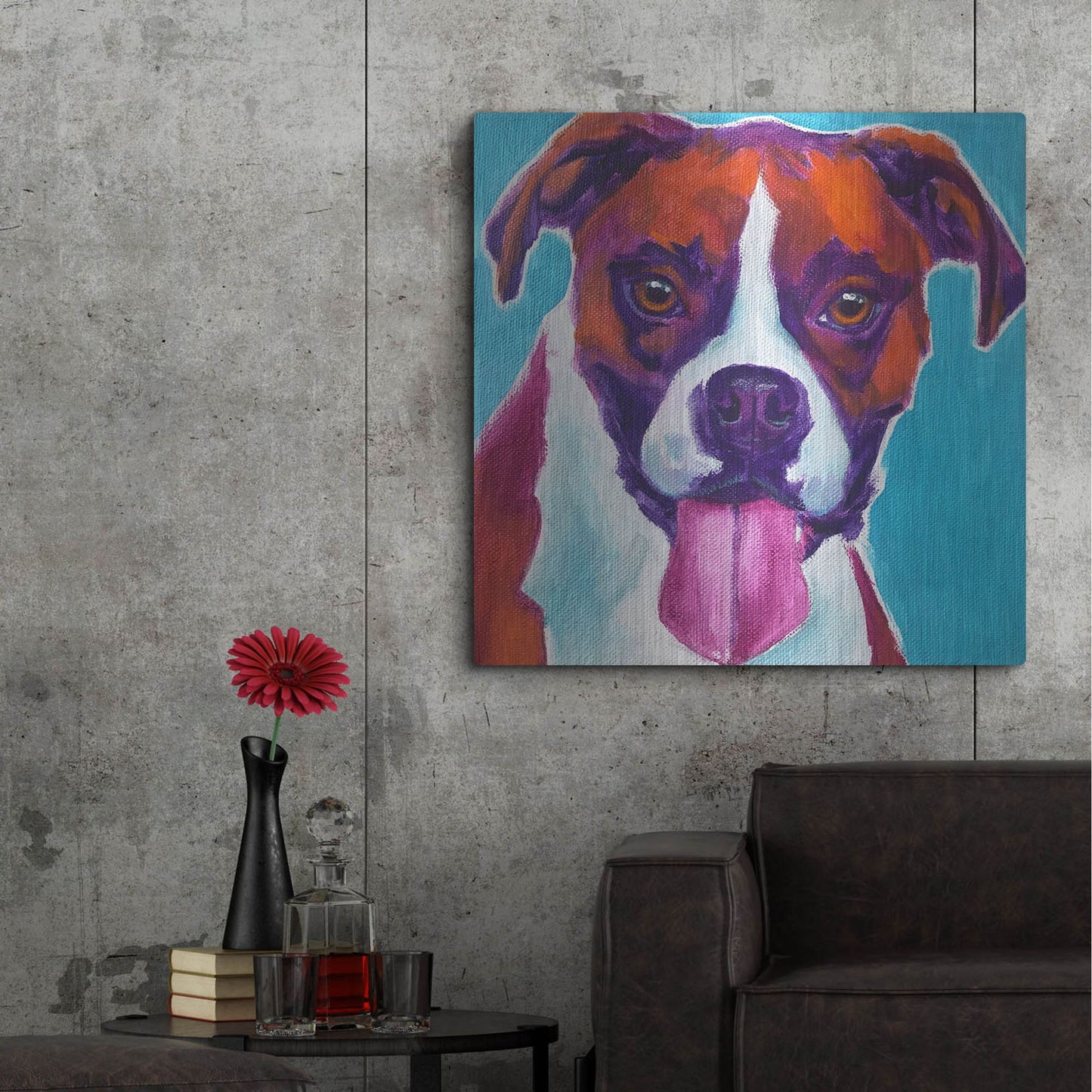 Luxe Metal Art 'Boxer - Lucy' by Dawg Painter, Metal Wall Art,36x36
