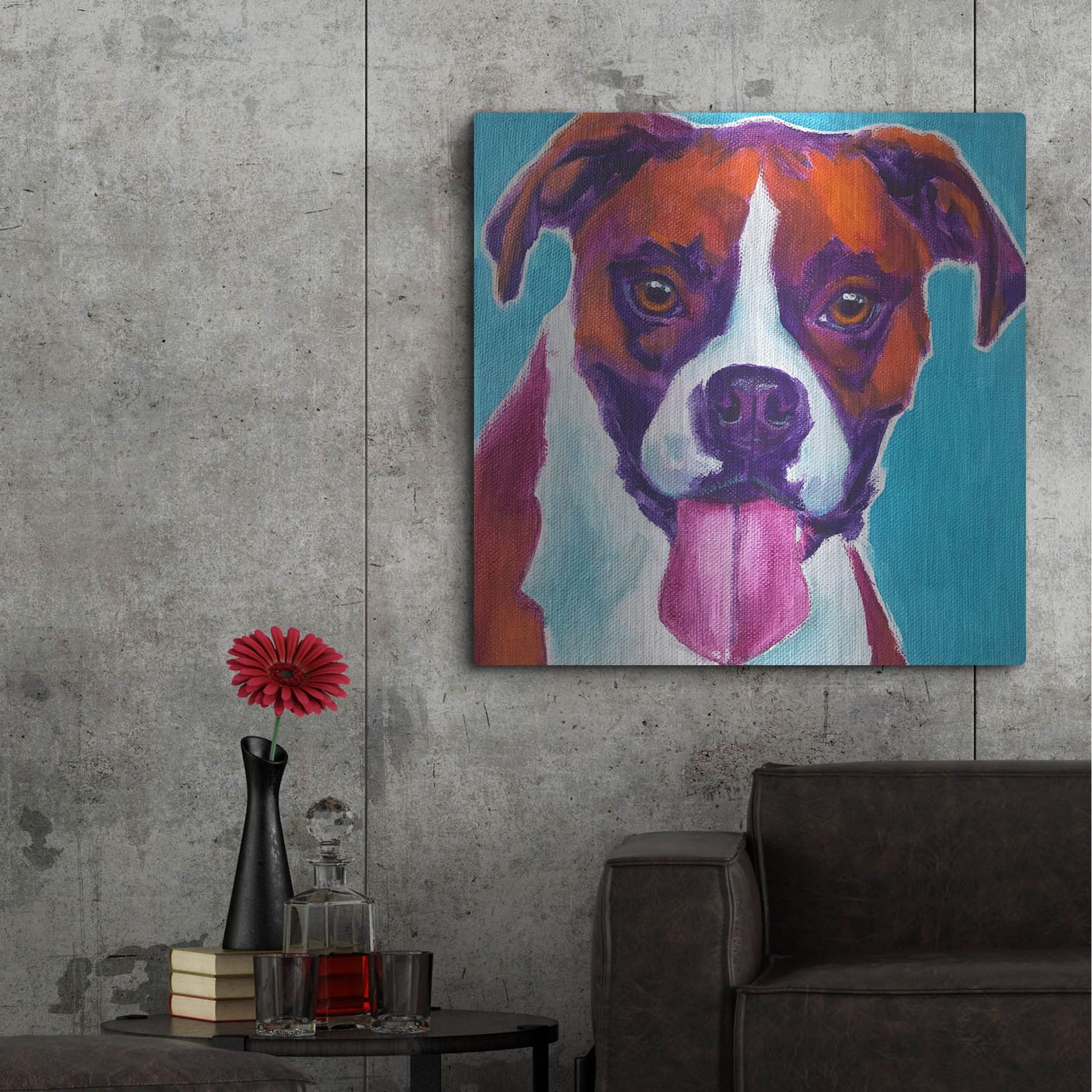 Luxe Metal Art 'Boxer - Lucy' by Dawg Painter, Metal Wall Art,36x36