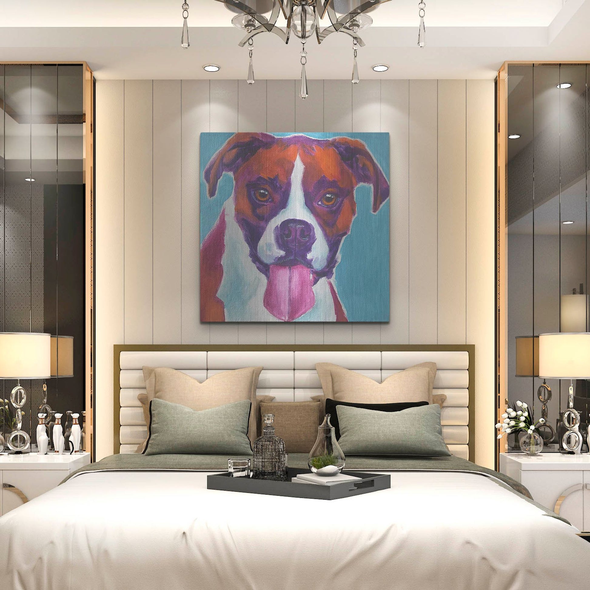 Luxe Metal Art 'Boxer - Lucy' by Dawg Painter, Metal Wall Art,36x36