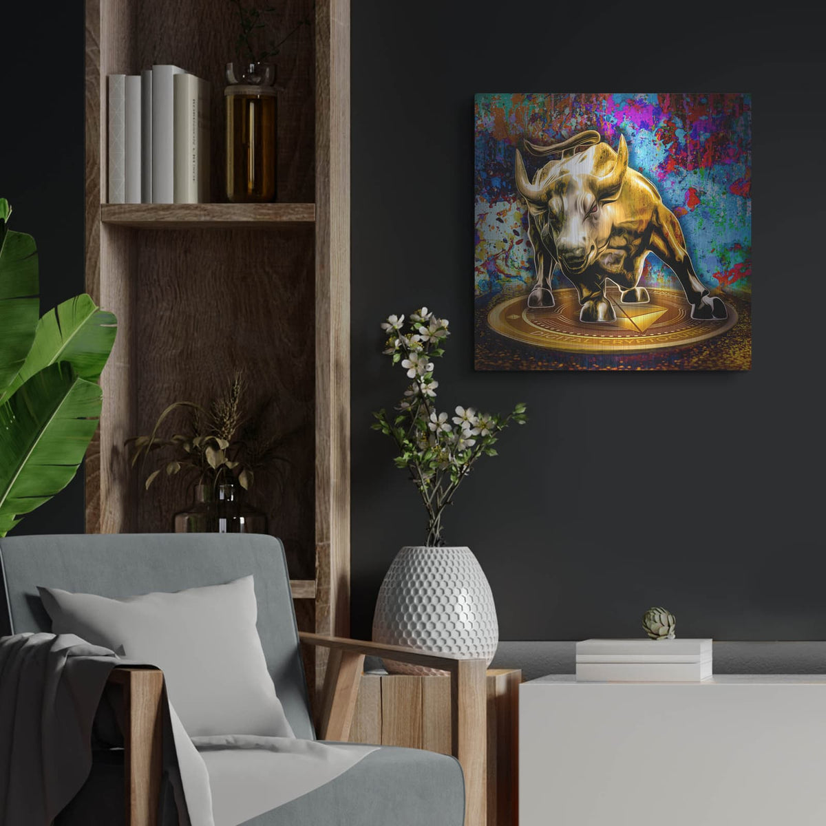 'Ethereum Bull Market' by Valentyn Artemenko – Metal Wall Art, 24x24 room view